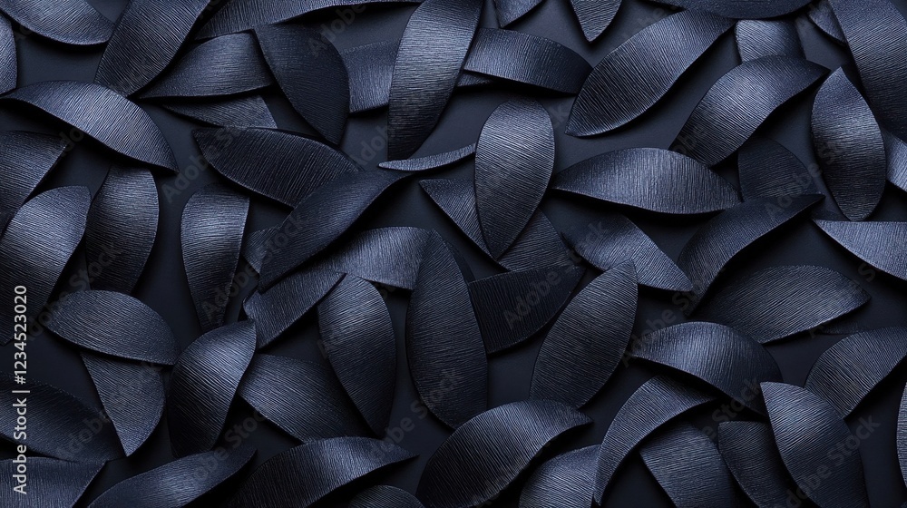 Fototapeta premium Dark Blue Leaf Pattern Background