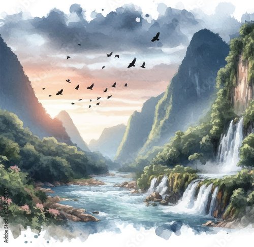River rapids and waterfall