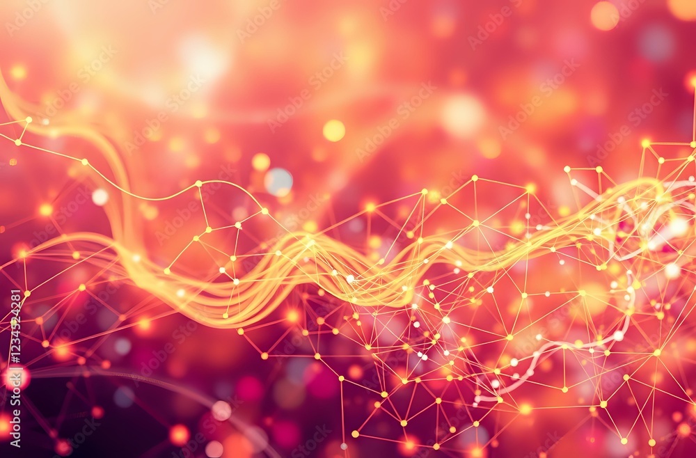 Obraz premium Vibrant City Skyline at Night with Algorithmic Patterns