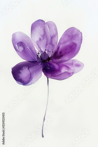 Tiny purple flower watercolor petals illustration.