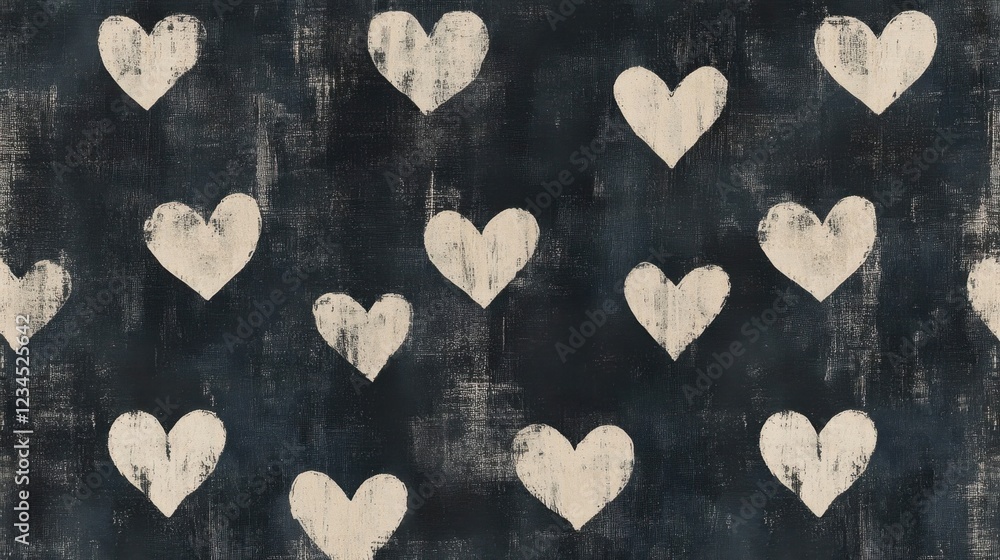 Obraz premium Rustic Hearts Pattern