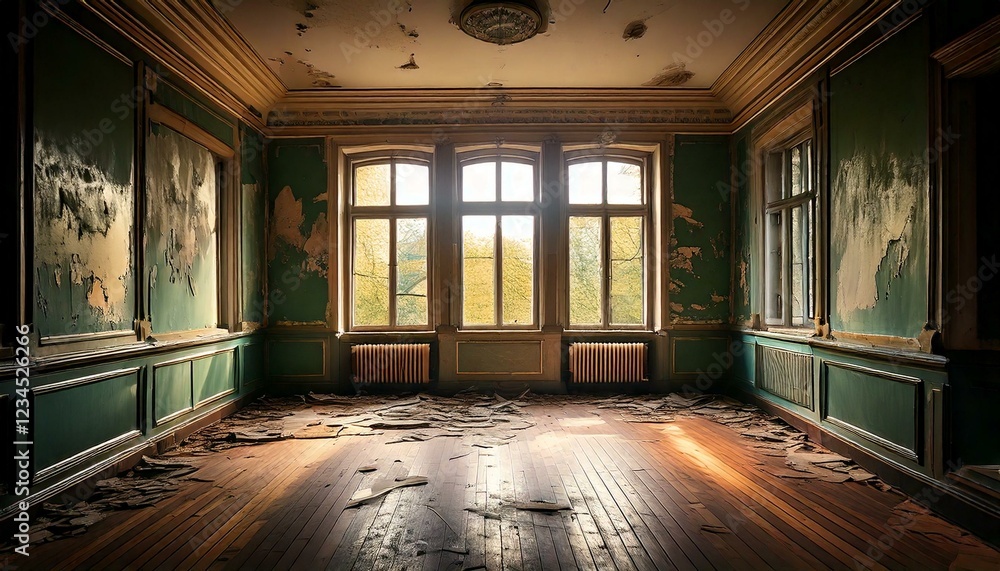interior room in an old abandoned house in need of renovation