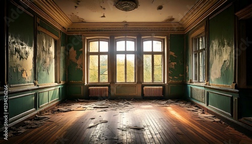 Obraz na płótnie interior room in an old abandoned house in need of renovation w salonie