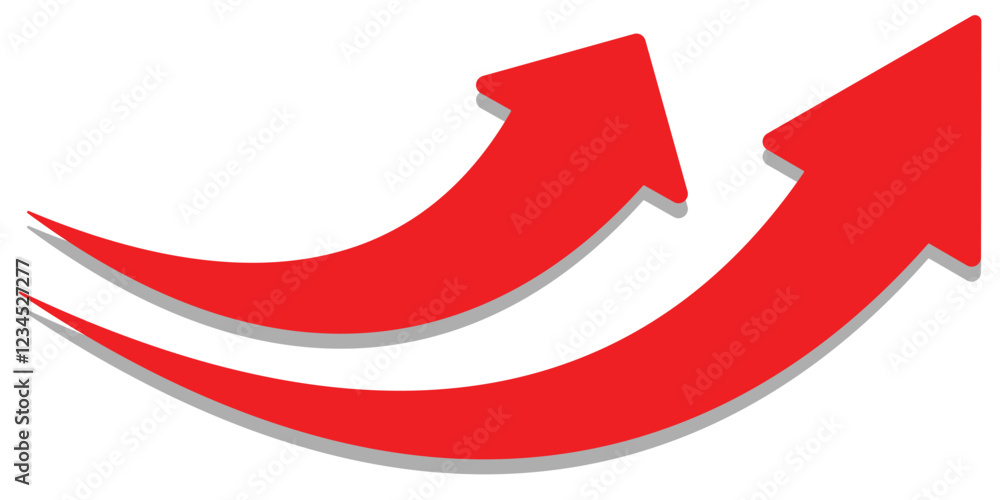 Red arrow icon on white background. Flat style arrow icon for your website, design, logo, app, UI., curved arrow sign. Vector illustration Red arrow icon on white background. Flat style arrow icon for your website, design, logo, app, UI., curved arrow sign. Vector illustration