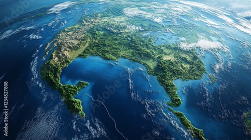 Detailed View of Earth Featuring Rivers and Oceans Interconnected photo