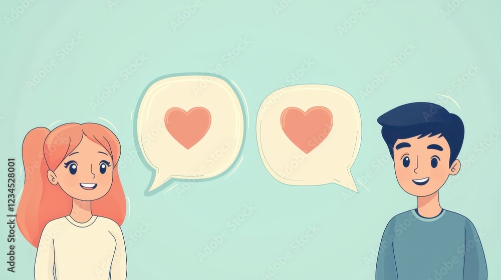Love-themed speech bubbles, cute conversation, Love-themed speech bubbles, cute conversation,