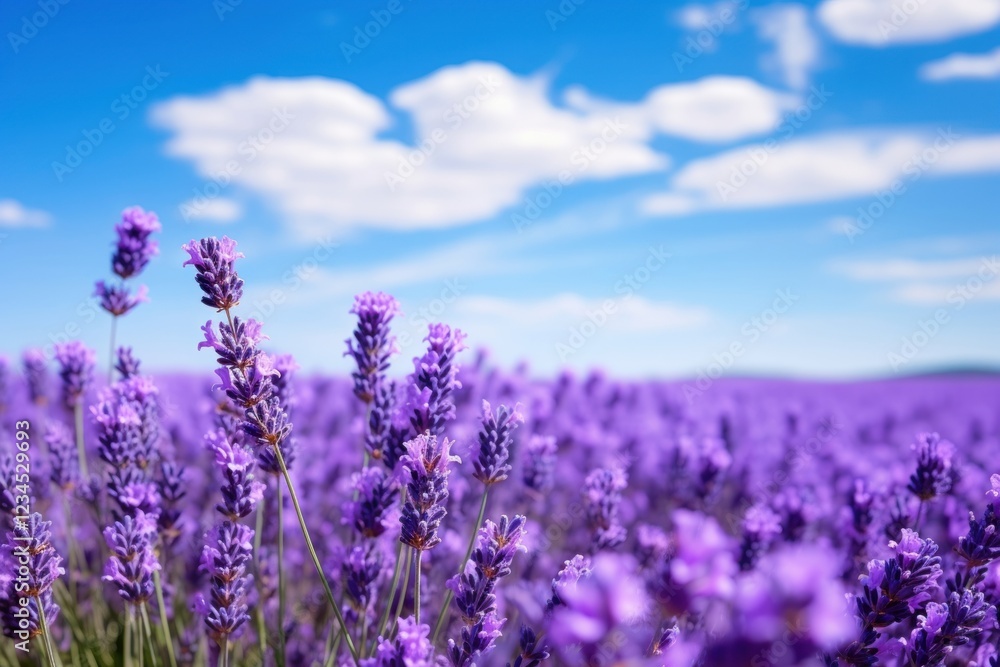 Fototapeta premium Lavender field border sky landscape outdoors.