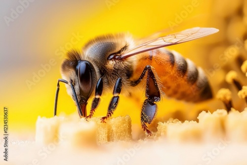 Wallpaper Mural Honeybee foraging pollen from a golden flower Torontodigital.ca