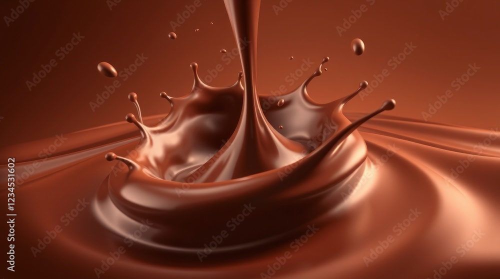 Chocolate Splash: Rich Brown Liquid Crown, Dynamic Flow, Sensuous Texture Chocolate Splash: Rich Brown Liquid Crown, Dynamic Flow, Sensuous Texture