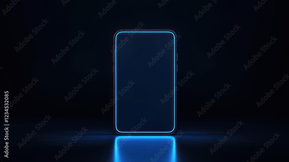 Neon Smartphone Mockup, Dark Studio, Blank Screen, Futuristic Background, App Presentation Neon Smartphone Mockup, Dark Studio, Blank Screen, Futuristic Background, App Presentation
