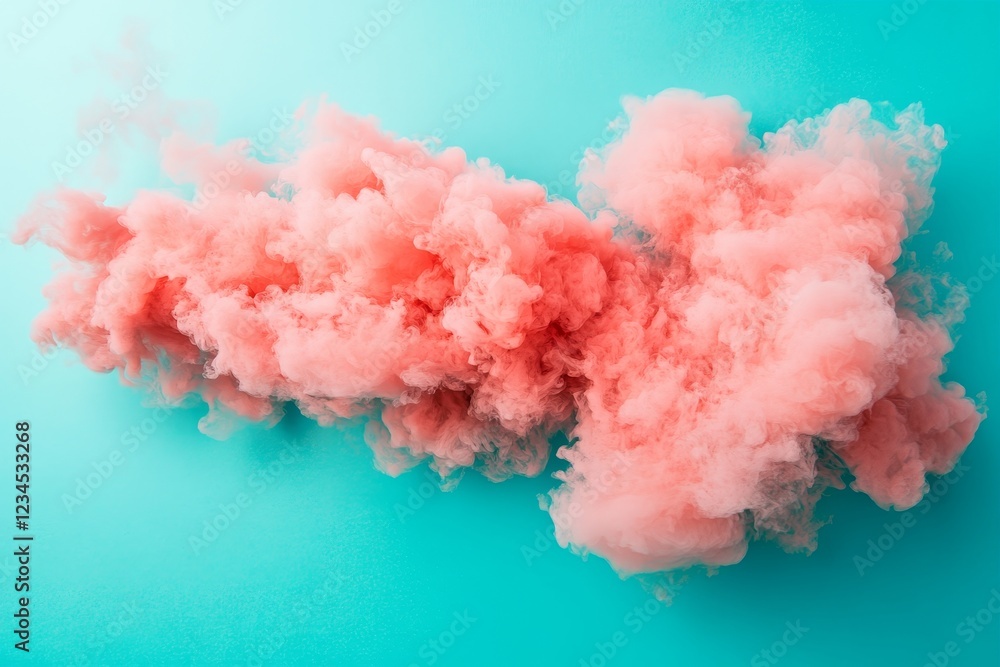 Fototapeta premium Soft Pink Smoke on Bright Aqua Background for Creative Projects
