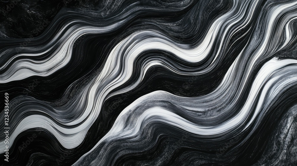 Abstract Monochrome Texture of Wavy Lines in Black and White, Creating a Fluid and Dynamic Visual Aesthetic for Artistic Backgrounds or Design Projects Abstract Monochrome Texture of Wavy Lines in Black and White, Creating a Fluid and Dynamic Visual Aesthetic for Artistic Backgrounds or Design Projects