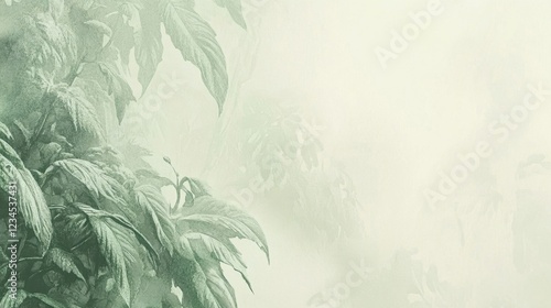 Misty Green Botanical Background.