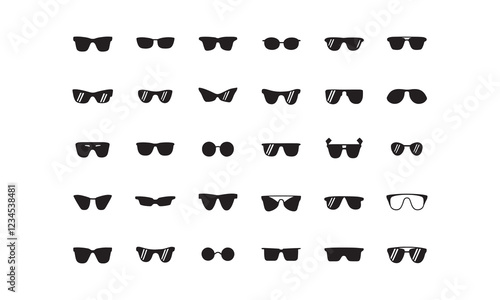 black sunglass icon set, sunglass vector collection, sunglass silhouette design collection, eyeglass vector icon