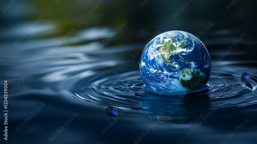 Freshwater Resources on Earth in a Blue Planet Scene Freshwater Resources on Earth in a Blue Planet Scene