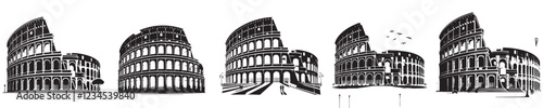 roman colosseum icon vector set