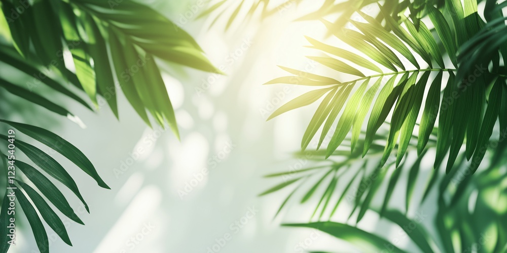 Tropical Palm Leaves with Sunlight and Shadows Tropical Palm Leaves with Sunlight and Shadows