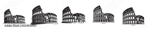 roman colosseum icon vector set