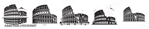 roman colosseum icon vector set