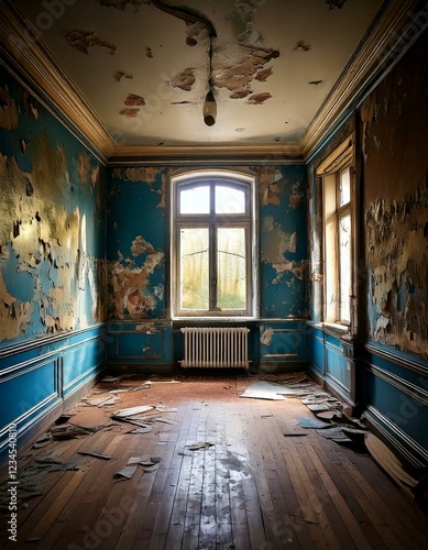 Obraz na płótnie empty room in an old house in need of refurbishment w salonie