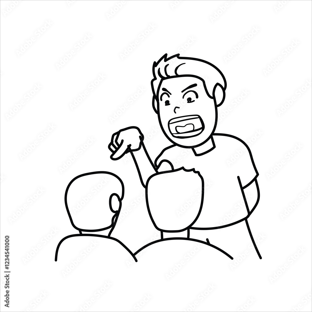 illustration of a big man scolding children,cartoon,black and white,great for your visual elements,vector format illustration of a big man scolding children,cartoon,black and white,great for your visual elements,vector format