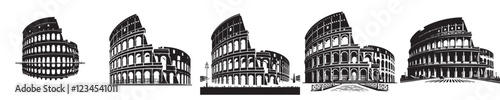 roman colosseum icon vector set