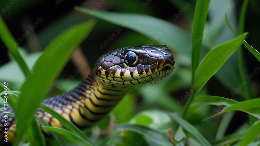 Fototapeta premium The whisper of a snake sliding through grass is a sound older than time itself.