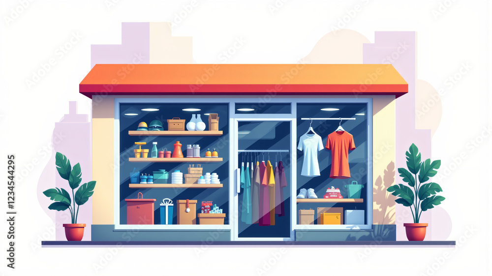 Charming Retail Storefront Illustration Charming Retail Storefront Illustration