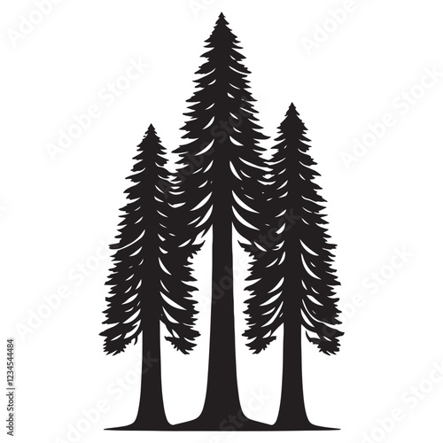 Redwood Tree Silhouette - Monochrome Shadow of Redwoods - Redwood Tree Vector - Redwood Tree Illustration - Minimalist Redwood Silhouette - Redwood Vector - Redwood Digital Art
