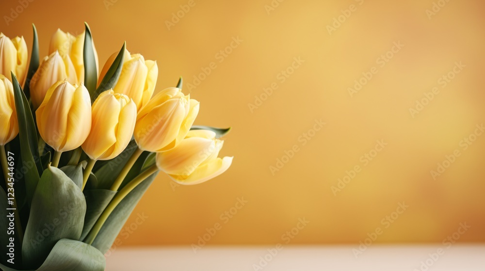 Top view of Yellow tulips with copy space Top view of Yellow tulips with copy space