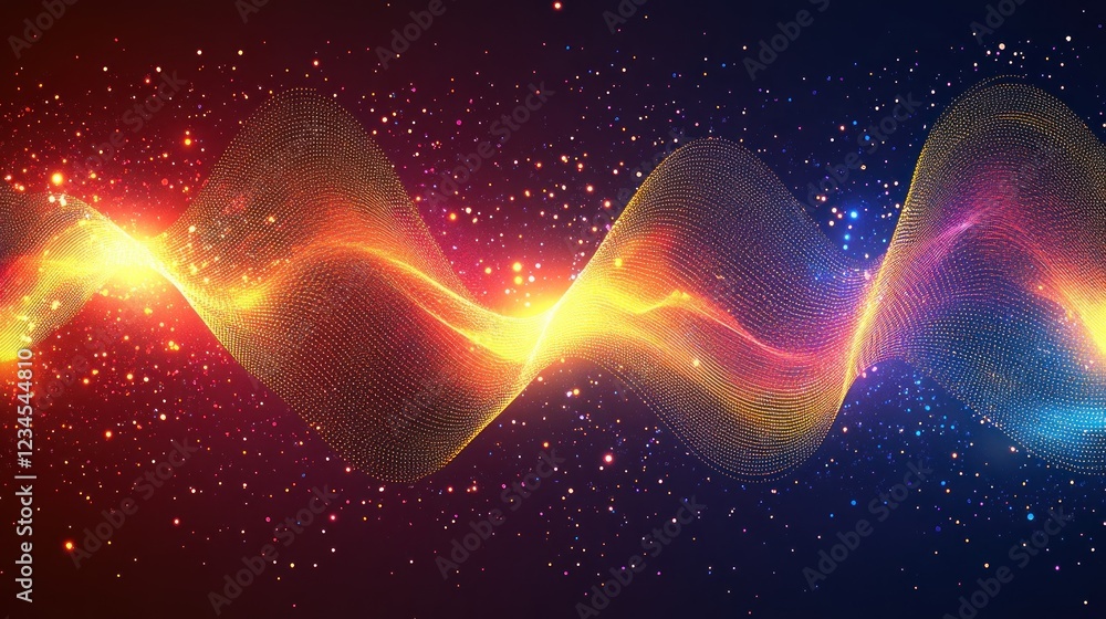 Abstract cosmic energy wave flowing through space, background sparkles, digital art, website header Abstract cosmic energy wave flowing through space, background sparkles, digital art, website header