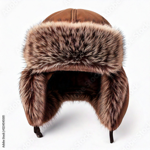 ushanka fur hat isolated on white background