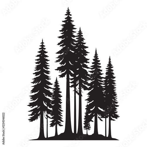 Redwood Tree Silhouette - Nature-Inspired Clipart for Print - Redwood Tree Vector - Redwood Tree Illustration - Minimalist Redwood Silhouette - Redwood Vector - Redwood Digital Art
