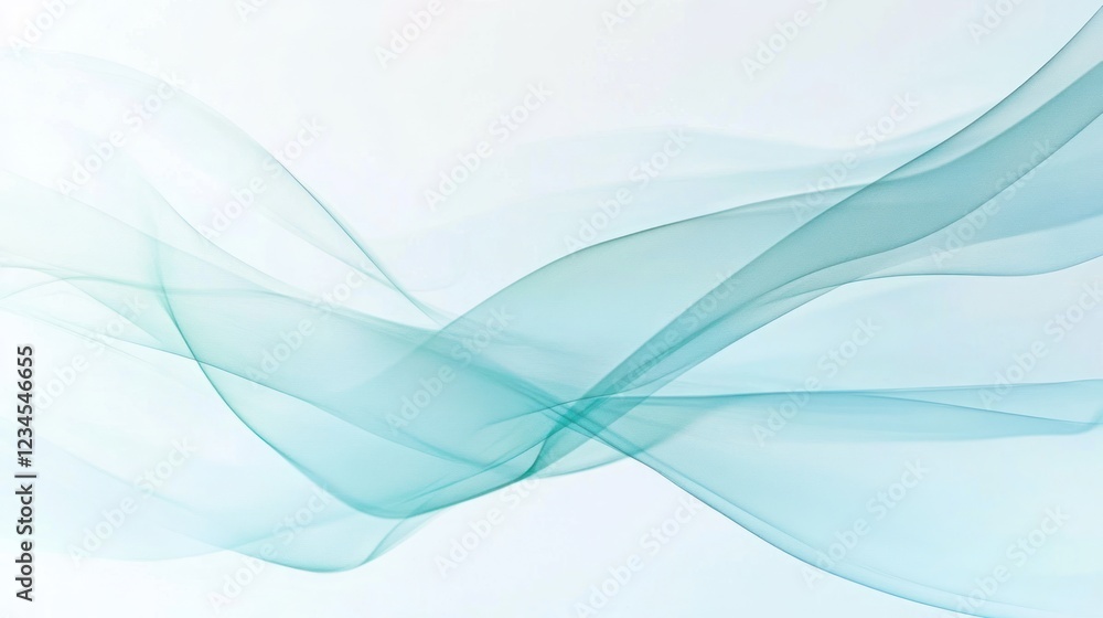 Fototapeta premium Teal abstract waves flow, white background, design element