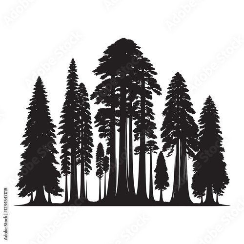 Redwood Tree Silhouette - Strong and Tall Redwood Art Design - Redwood Tree Vector - Redwood Tree Illustration - Minimalist Redwood Silhouette - Redwood Vector - Redwood Digital Art
