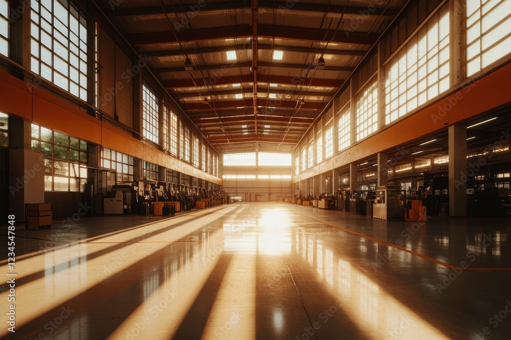 Sunlit Factory Interior Spacious Manufacturing Facility Sunlit Factory Interior Spacious Manufacturing Facility