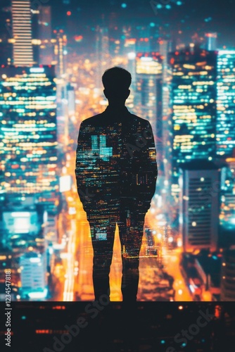 CITYSCAPE SILHOUTED FIGURE photo