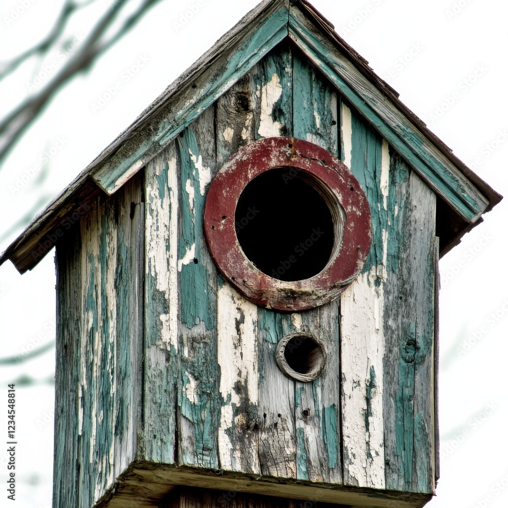 Wooden Birdhouse Isolated on White Background