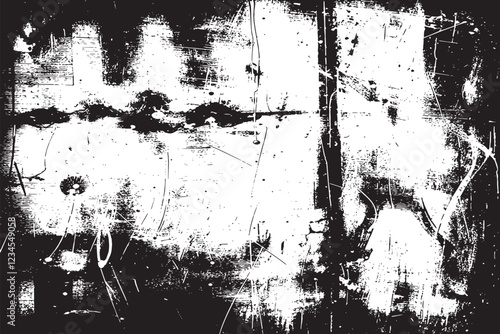 The grunge texture is covered with layers of cracks, scratches and chips. Vector illustration background.