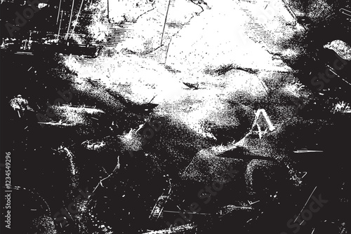 The grunge texture is covered with layers of cracks, scratches and chips. Vector illustration background.