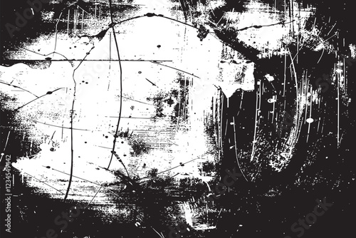 The grunge texture is covered with layers of cracks, scratches and chips. Vector illustration background.