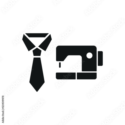Sewing machine and tie set tailor and fashion icon featuring a stylish and modern look, ideal for tailor shops, textile businesses, and garment-related visuals.