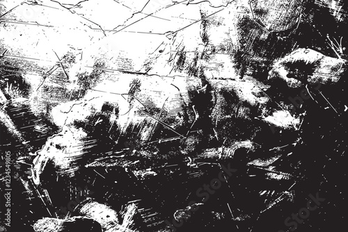 The grunge texture is covered with layers of cracks, scratches and chips. Vector illustration background.