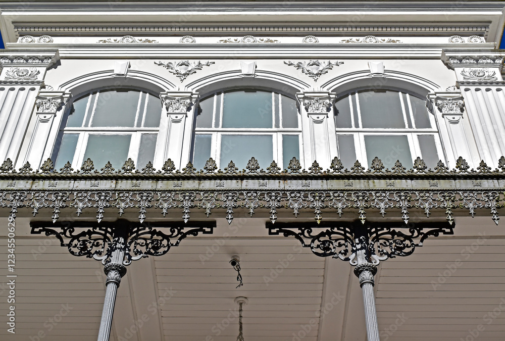 Antique metal porch brackets in Petropolis, Rio de Janeiro, Brazil