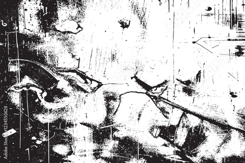 The grunge texture is covered with layers of cracks, scratches and chips. Vector illustration background.