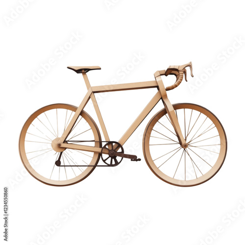 Modern road bike in kraft paper art, sleek and lightweight, smooth and minimal layered cutouts, natural paper wrinkles for texture, warm neutral colors, balanced design with clear surrounding margin, photo