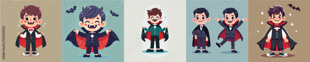Vector of a cute little boy wearing a vampire costume Vector of a cute little boy wearing a vampire costume
