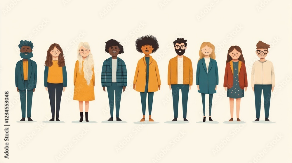 Diverse team standing together, unity, workplace background, website illustration Diverse team standing together, unity, workplace background, website illustration