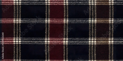 Navy Blue and Red Plaid Tex...