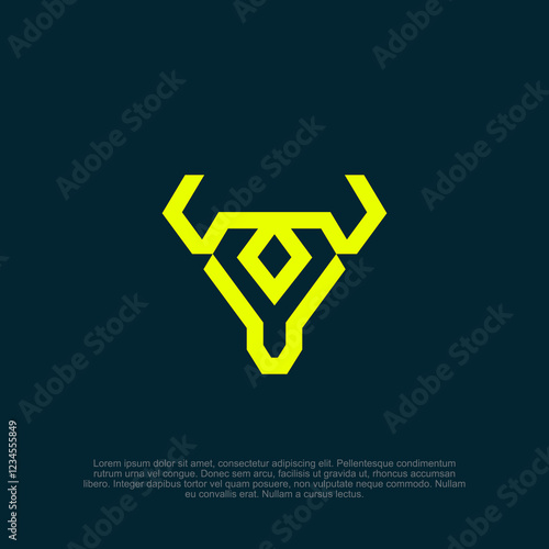 Masculine sporty bull or cow head modern logo with strong horns, perfect for ranches, sports teams, steakhouse branding, and energy drink logos